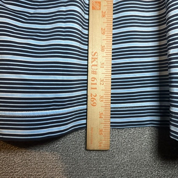 FootJoy FJ Logo Men's XL Performance Golf Polo Shirt Blue Striped Short Sleeve - Picture 5 of 6